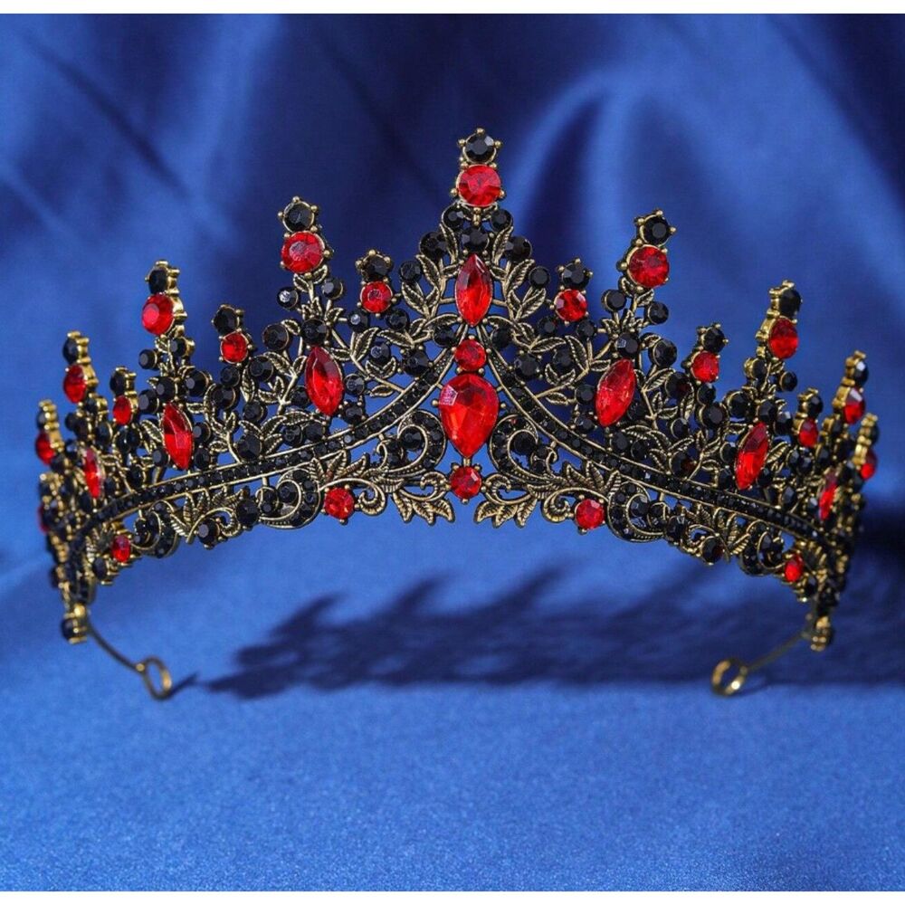 Victorian Black and Red Crystal Hair Accessory